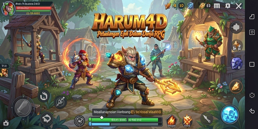 Tangkapan layar gameplay HARUM4D menampilkan aksi epik dalam pertempuran RPG.