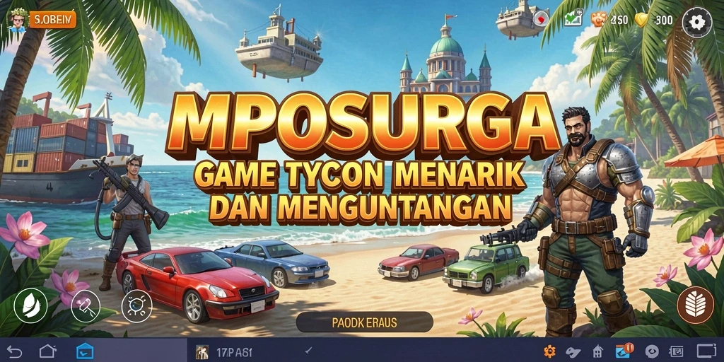 Tampilan gameplay menarik dari MPOSURGA yang menunjukkan manajemen bisnis.