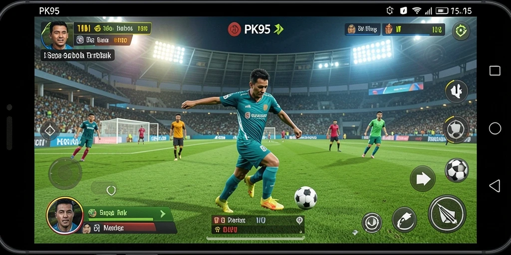 Gameplay PK95 yang menakjubkan dalam pertandingan sepak bola.