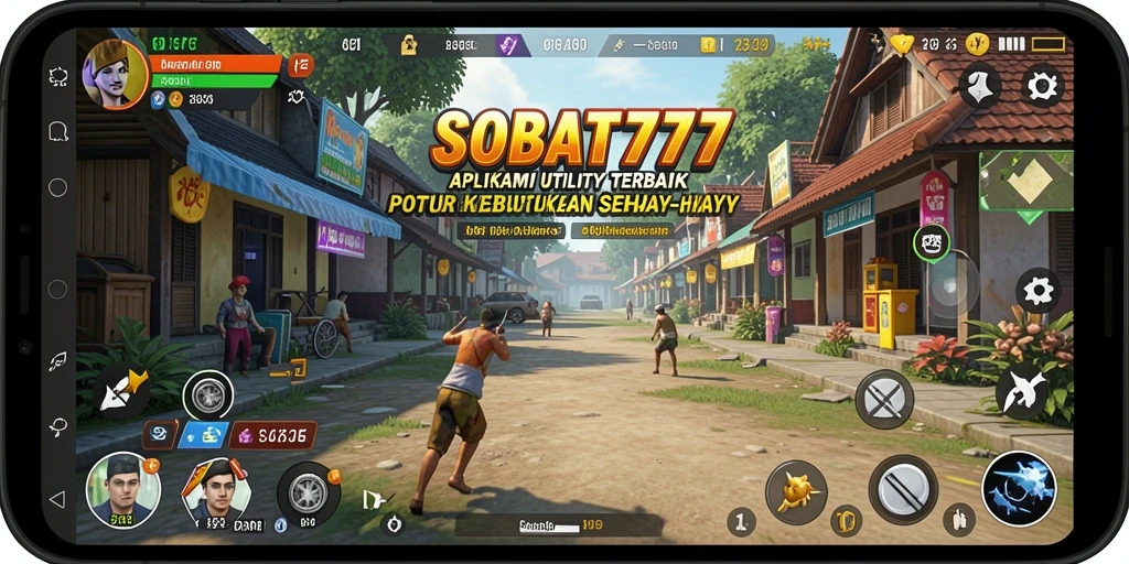 Tampilan utama aplikasi SOBAT777 dengan beragam fitur Utility.
